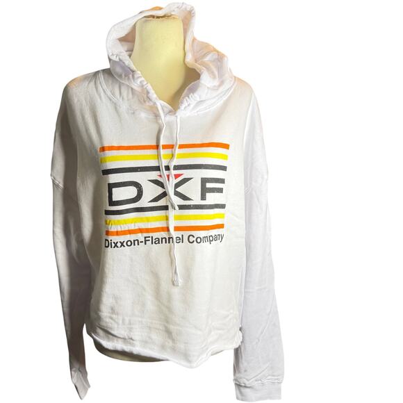 Dixxon Flannel Co. DXF Retro Stripe Cropped Hoodie, White, Women's Medium, NWOT - Picture 2 of 8